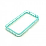 Wholesale iPhone 4S 4 Bumper with Chrome Button (Blue - Clear)